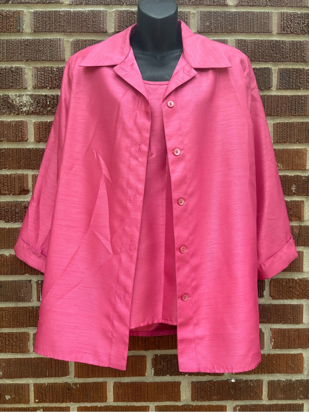 DRAPER'S & DAMON’S Sz L 2-piece Metallic Pink textured Formal Tank and Jacket